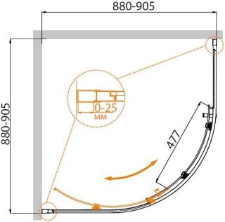 Душевой уголок CEZARES MOLVENO-R-1-90-C-BORO-IV
